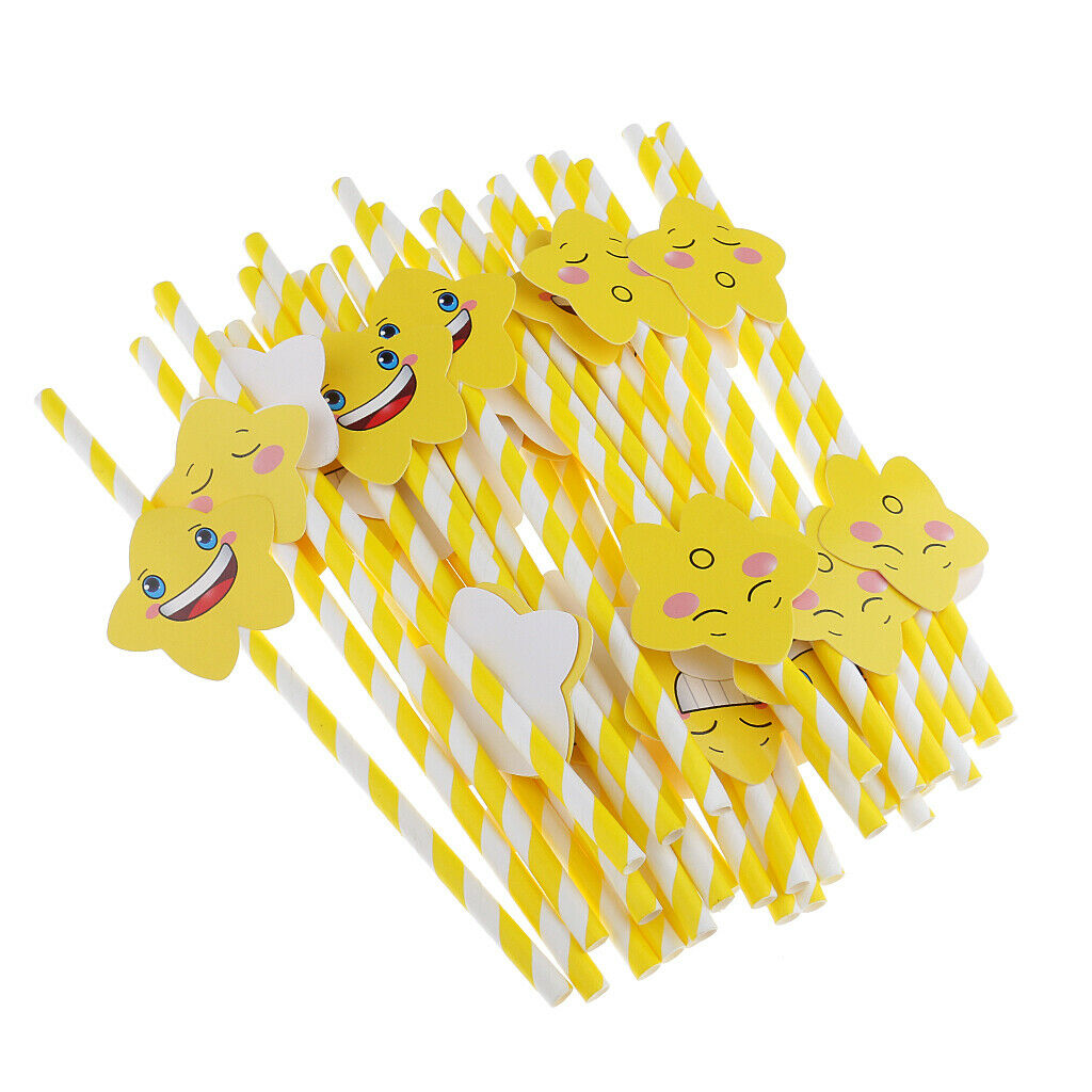 30pcs Funny Stripe Paper Star Drinking Straws for Party Baby Shower Decor