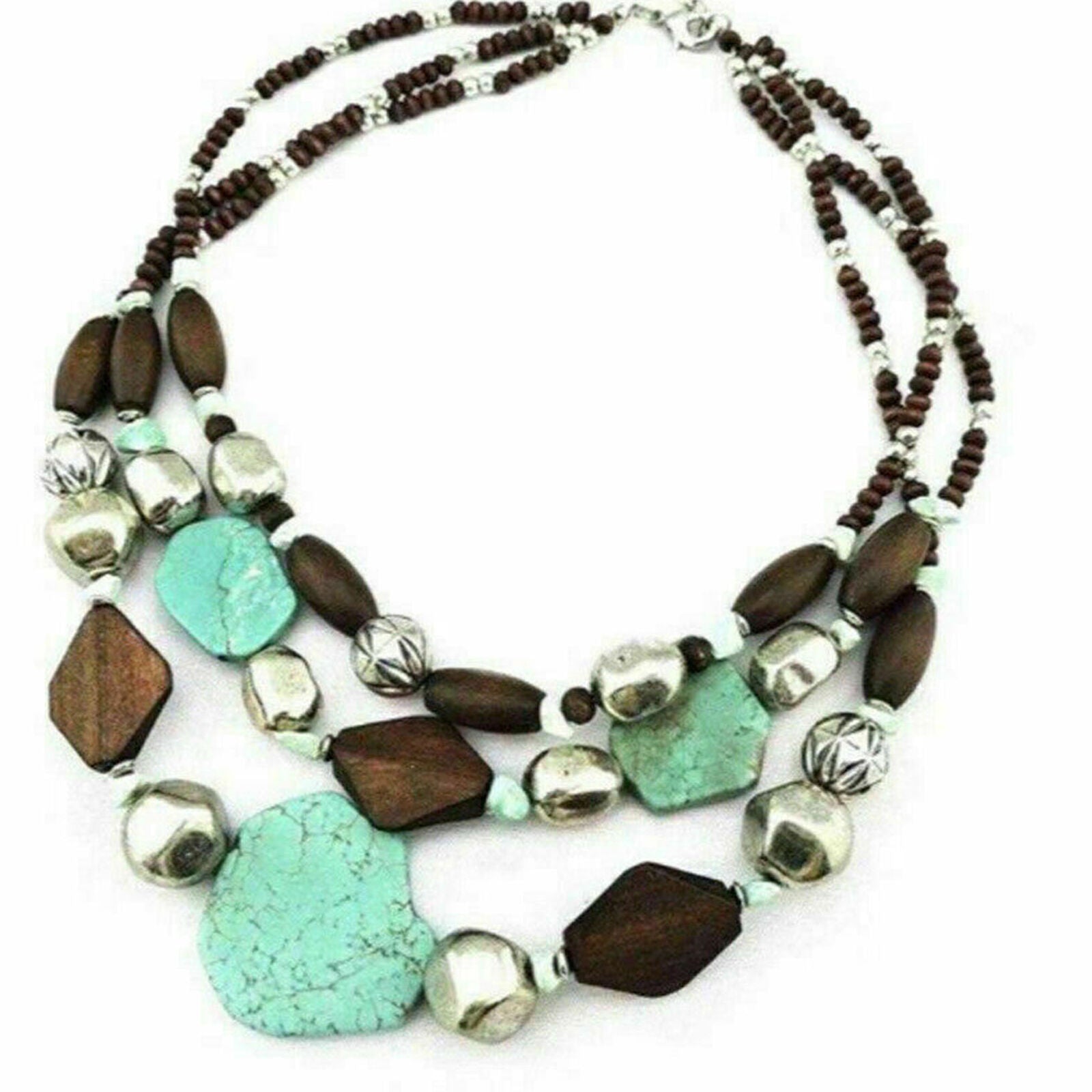 Bohemian Multilayer Turquoise Chunky Choker Necklace Women Jewelry Gifts