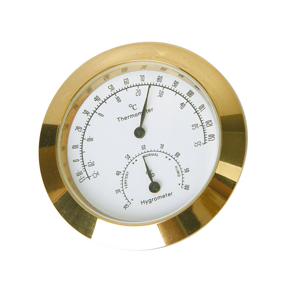 Golden Round Thermometer and Hygrometer for Guitar Violin Case 1pc