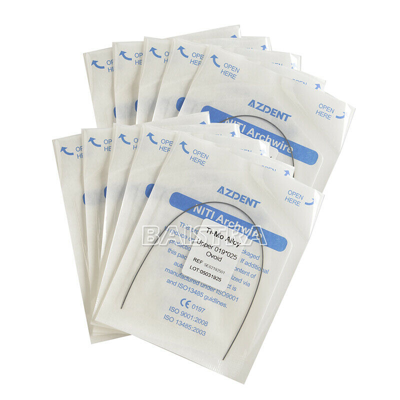 20X AZDENT Dental Orthodontic Beta TMA Molybdenum Alloy Arch Wire 19X25 Upper
