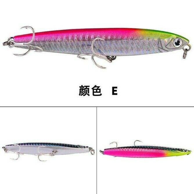 7x 15cm/18g Pencil Sinking Casting Fishing Lures ABS Bait Swimbait Groove Hook