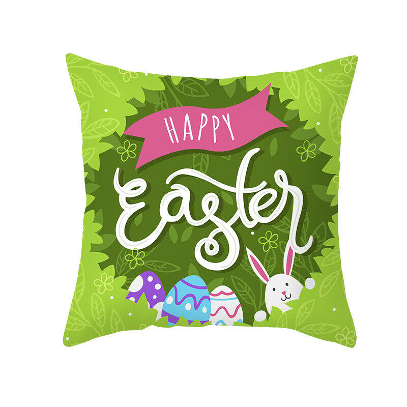 4Pcs Bunny Pillowcase Happy Easter Decorations for Home Easter Rabbit Eggs PW3P4