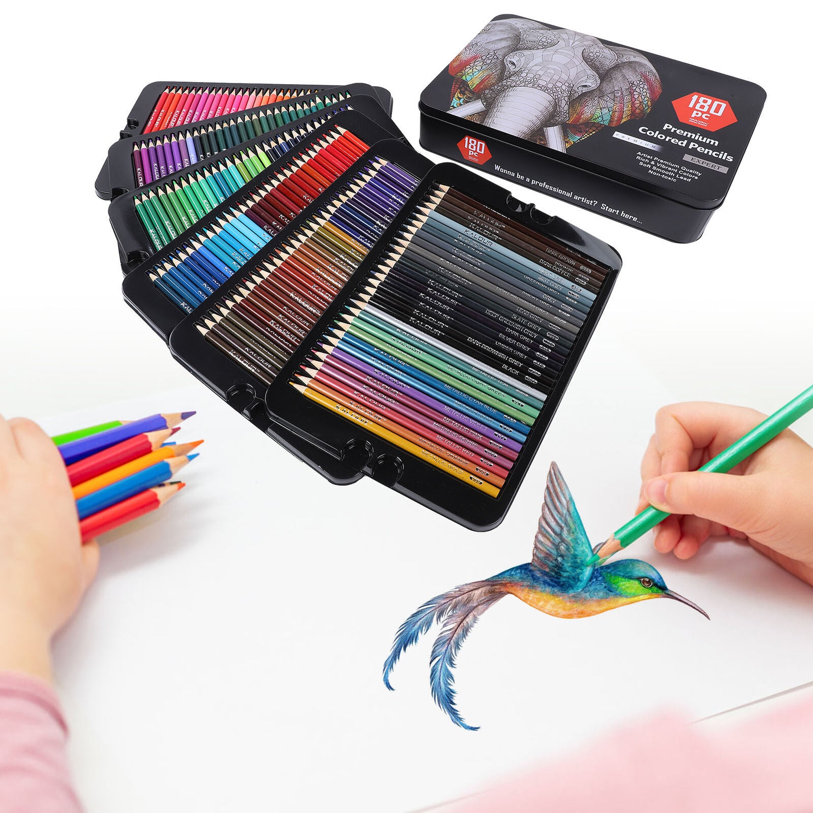 180pcs Color Pencils Set Professional Adults Painting Drawing Sketching Tools