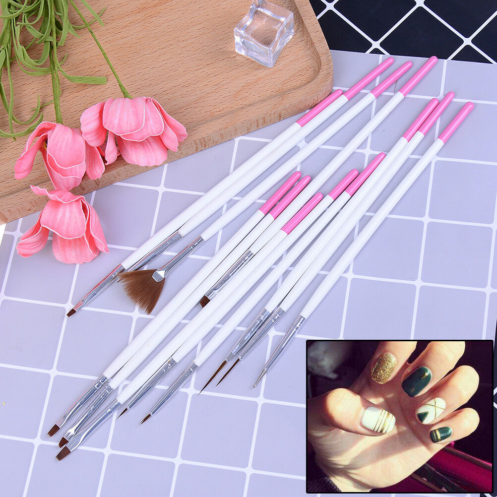 12Pcs Nail art decorations brush set tools DIY painting dotting pen nail tips.DD