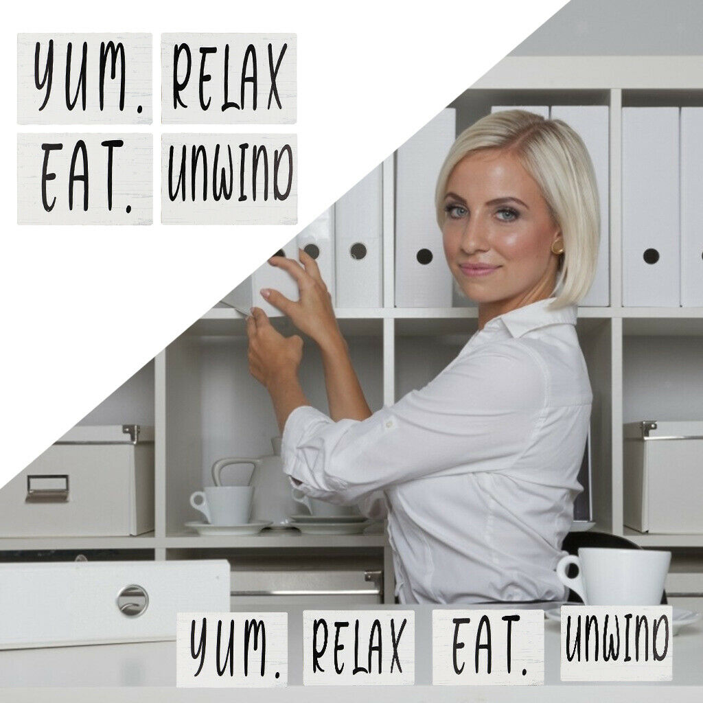Wood Tiered Tray Relax Yum Eat Letter Signs Rustic Bathroom Wall Decorative