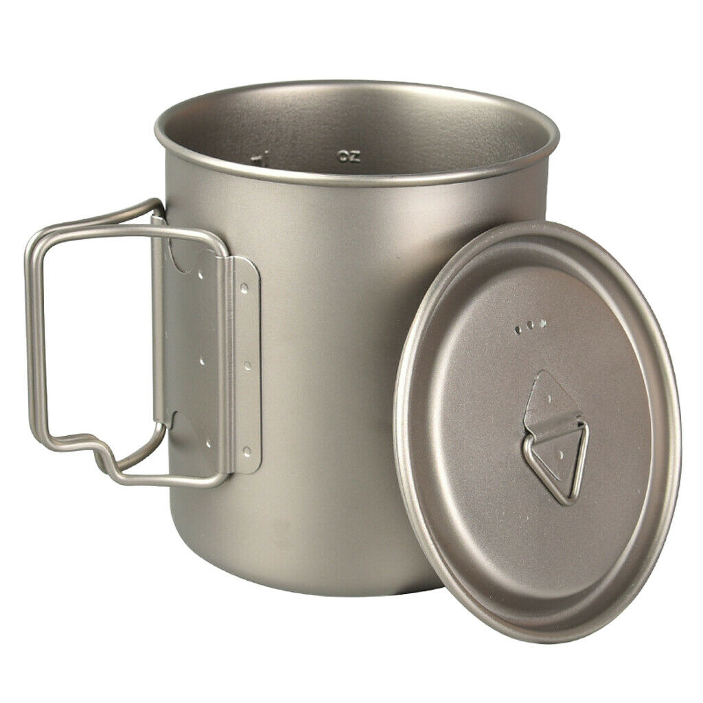 Titanium 750ml Pot, Ultralight Titanium Pot with Lid and Foldable Handle for