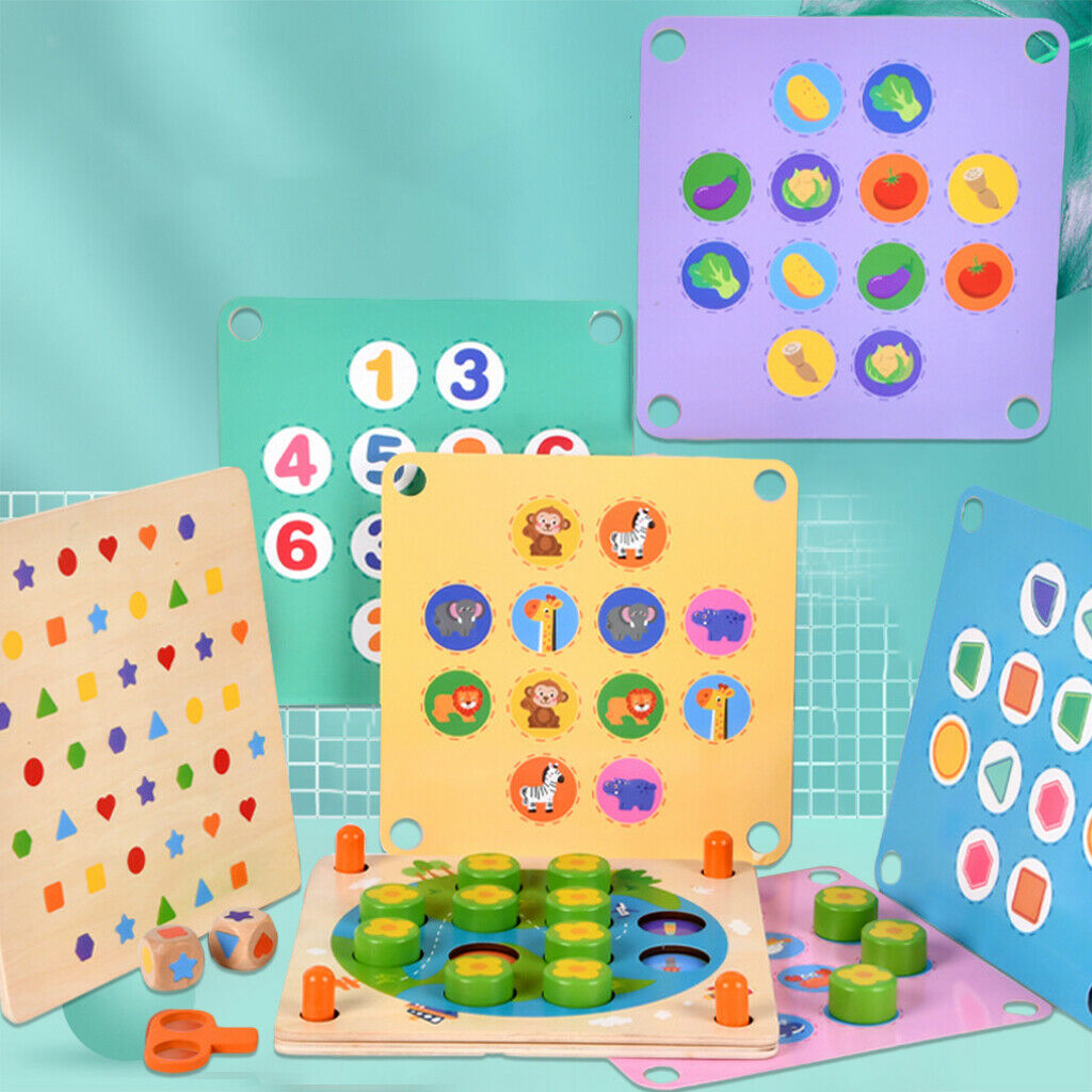 Wooden Memory Matching Game Puzzle Board Memory Practice Learning for Kids