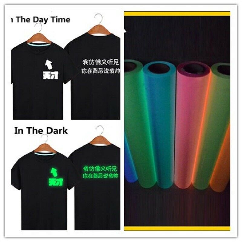 7 Colors Glow in the Dark Heat Transfer Vinyl Film IRon on Heat Press DIY Film
