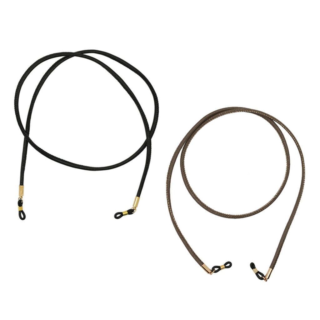 2Pcs Sport Eyeglasses Holder Cord PU Leather Rope Strap Sunglasses Retainer