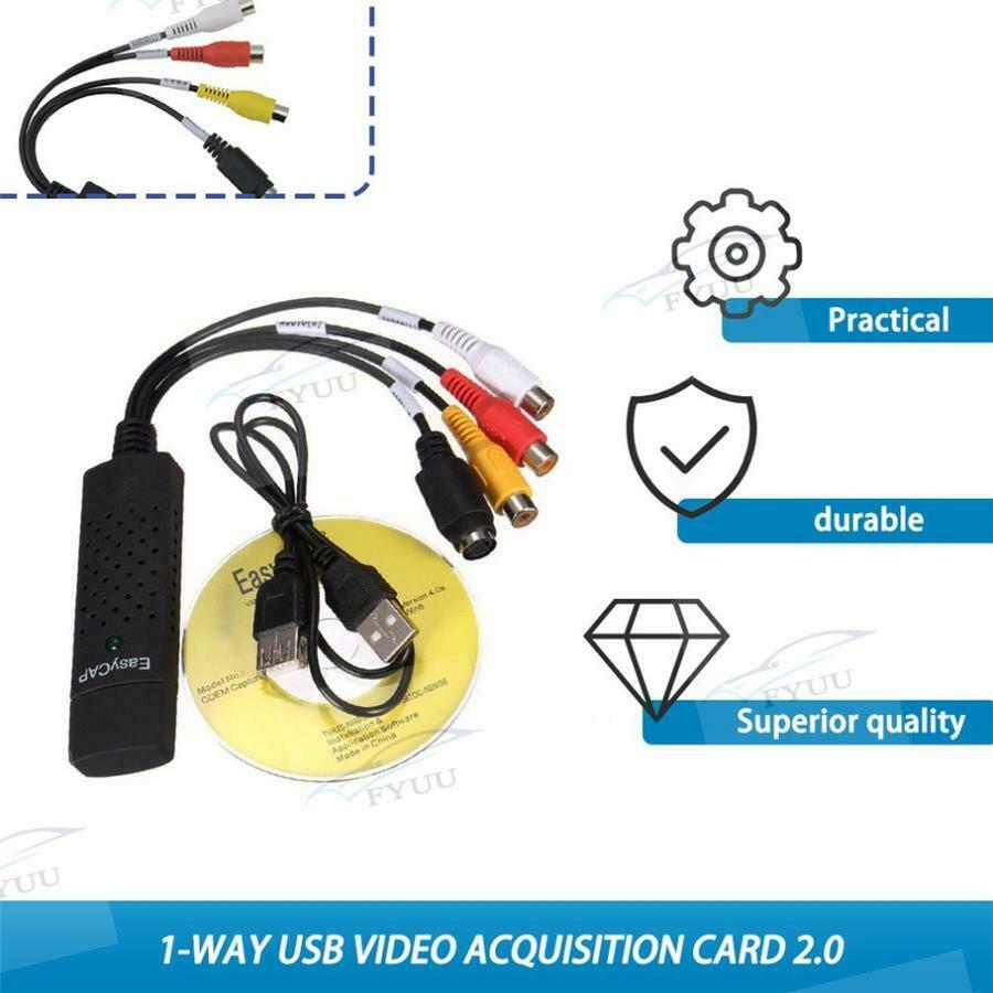 New USB 2.0 Audio TV Video VHS to PC DVD VCR Converter Easy Capture Card Adapter