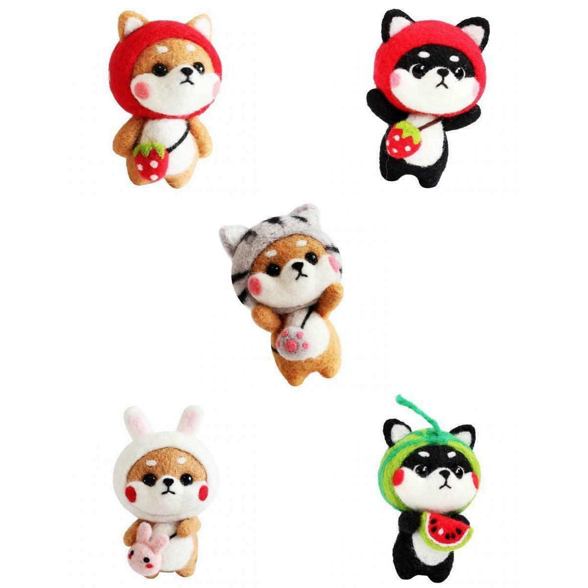 5pcs Cute Shiba Inu Dog Felting Kit Arts And Crafts Wool Kit DIY Decoration
