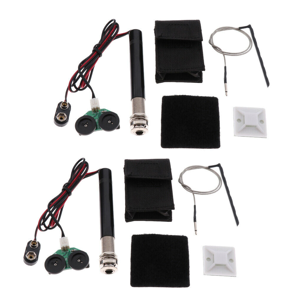 2 Set Active Endpin Preamp Piezo Transducer for Acoustic Guitar Ukulele Part