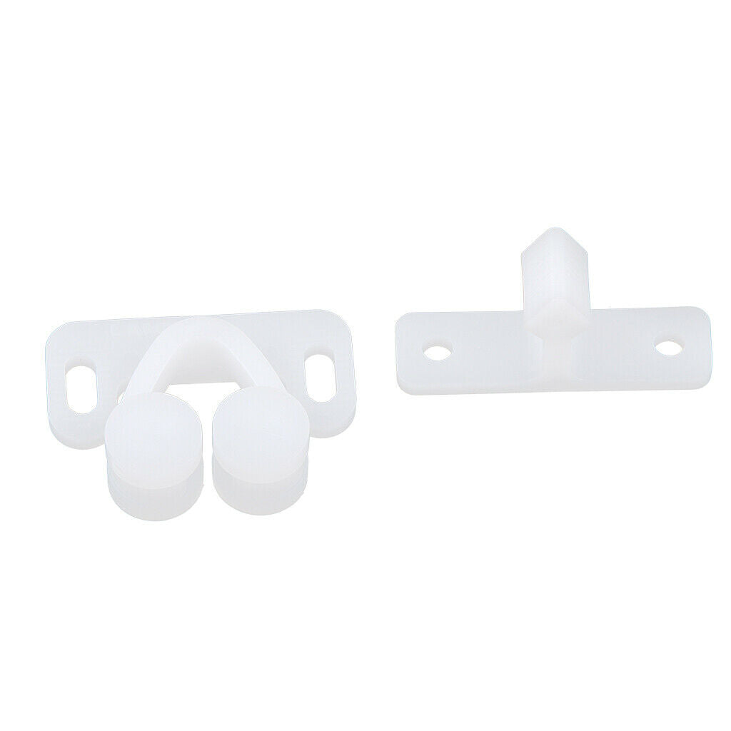 2pcs White Double Twin Roller Door Catches Cabinet Cupboard Furniture Latch