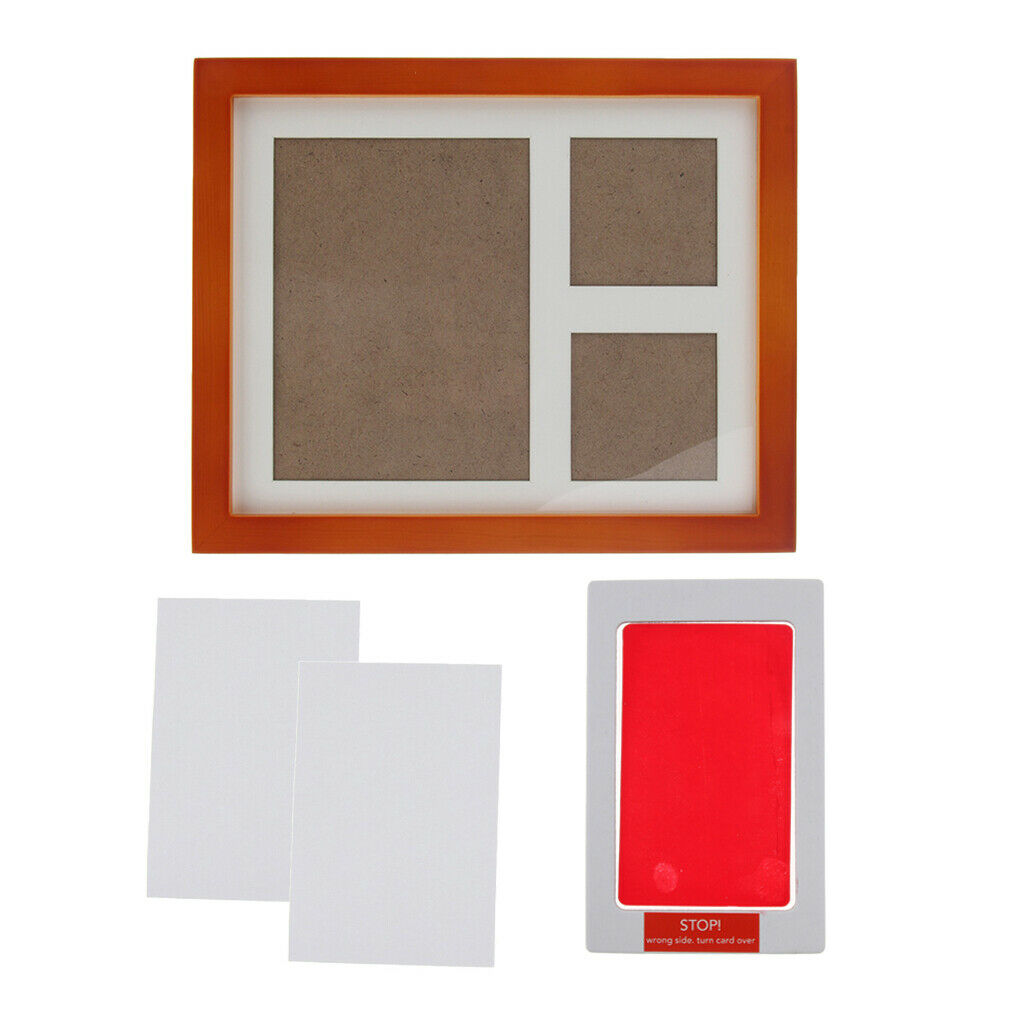 Baby Handprint Footprint Pictures Keepsake Pecan Photo Frame Pad Red
