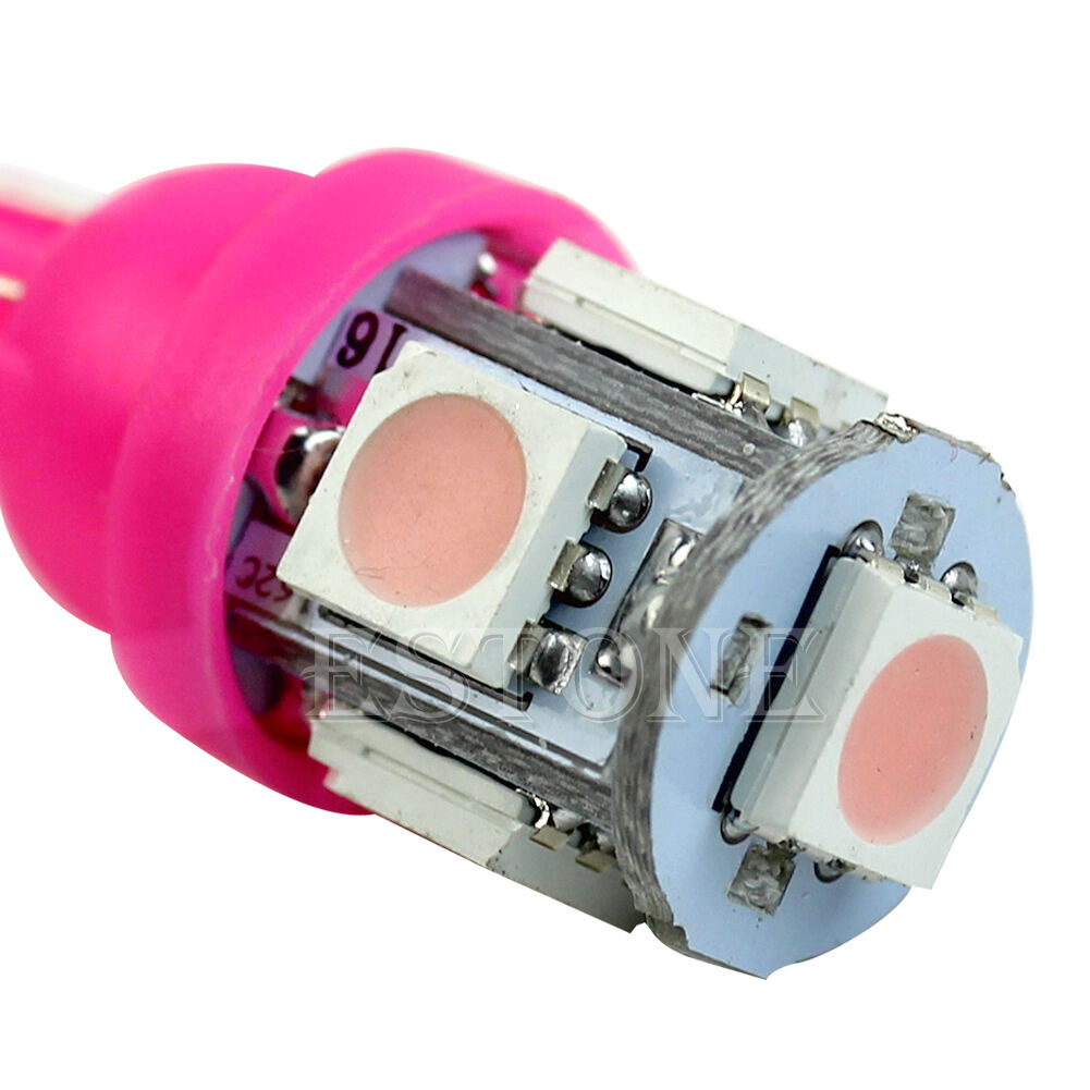 10X T10 5050 5-LED SMD 194 168 W5W Wedge Pink XENON Light Bulb Car Tail Lamp New