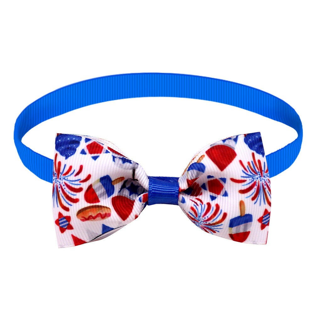 20Pcs Dog Bow Tie American Independence Day Pet Cat Neck Collar Decor Adjustable
