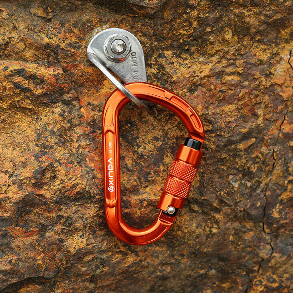 22KN Screw Gate Auto Locking Carabiner Quickdraw for Climbing Rappelling Auto