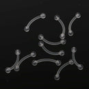 10 Pieces 18 Gauge Metal Allergy Free Clear Acrylic Curved Eyebrow Bars Labret