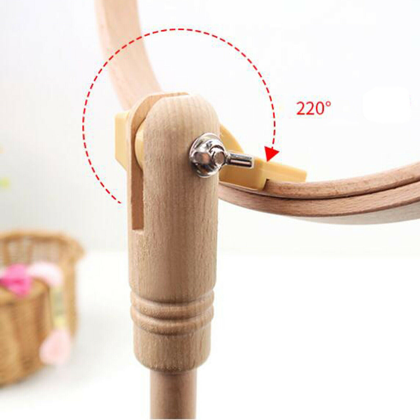 Embroidery Stand Rotated Natural Beech Wooden Adjustable Cross Stitch Lap Frame