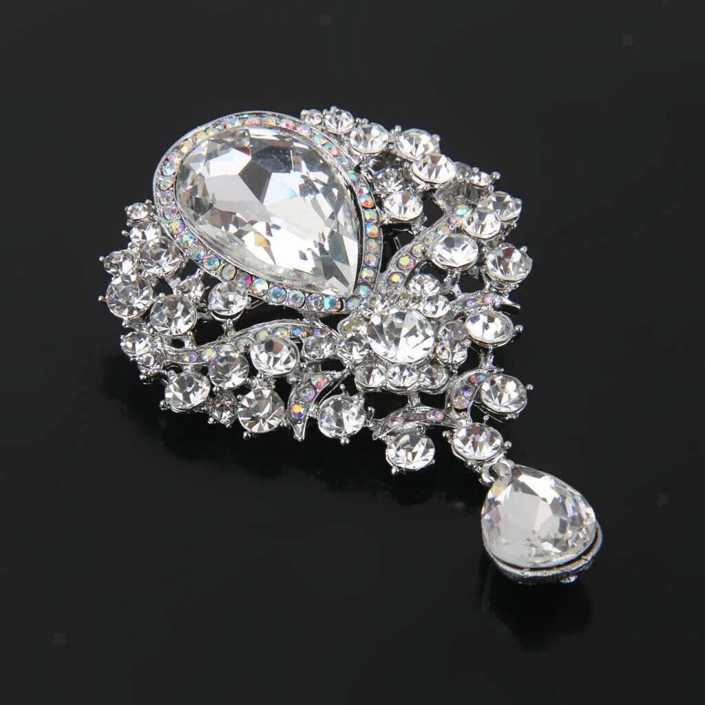Fashion Women Bridal Rhinestone Drop Pendant Brooch Pin Decor