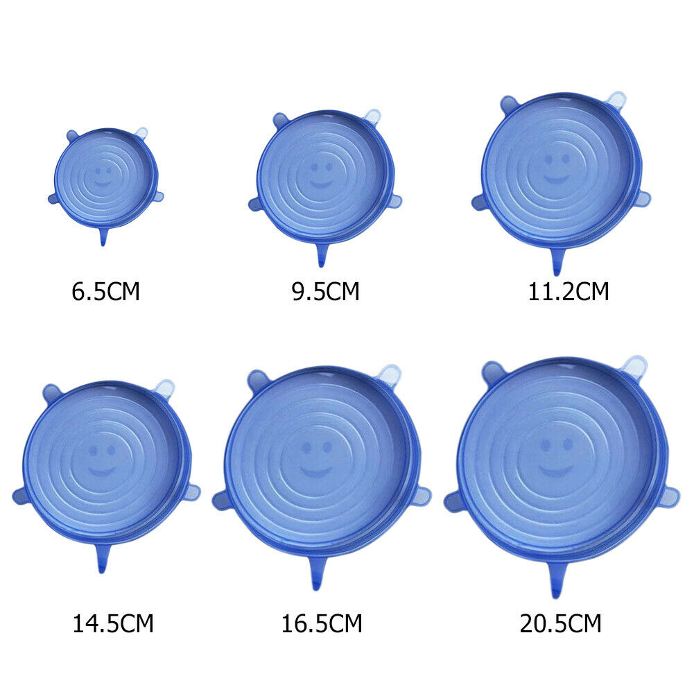 6pcs Reusable Silicone Fresh-keeping Cover Food Sealing Cap Stretch Lids @