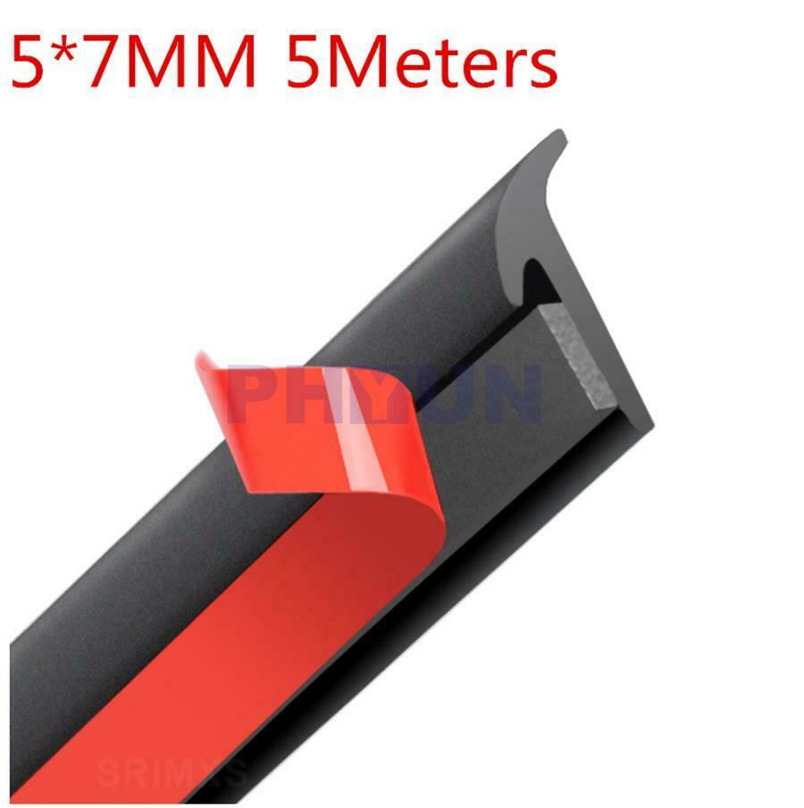 5M 5*7mm Black Car Front Rear Bumper Lip Fender Headlight Rubber Sealing Strips