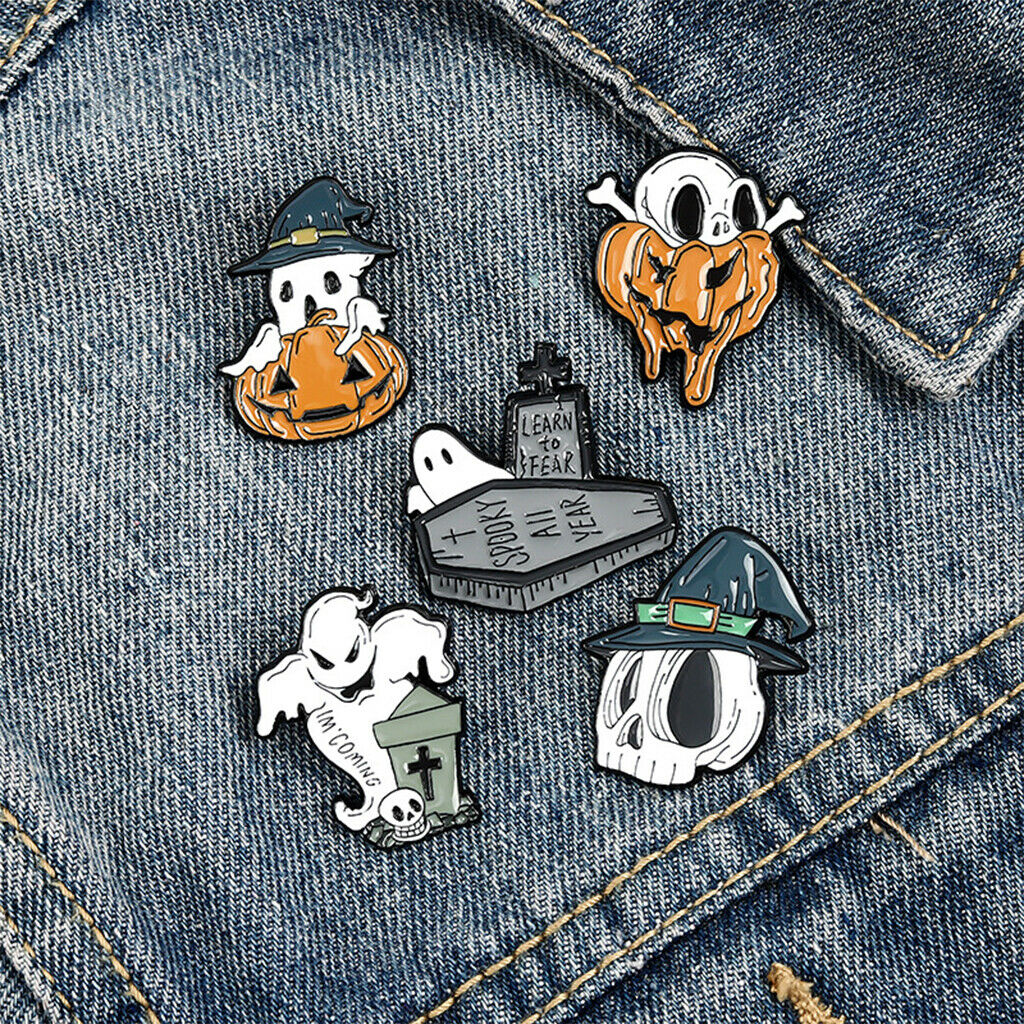 5x Halloween Brooch Pins Set Enamel Brooches for Bags Costumes Decor Banquet