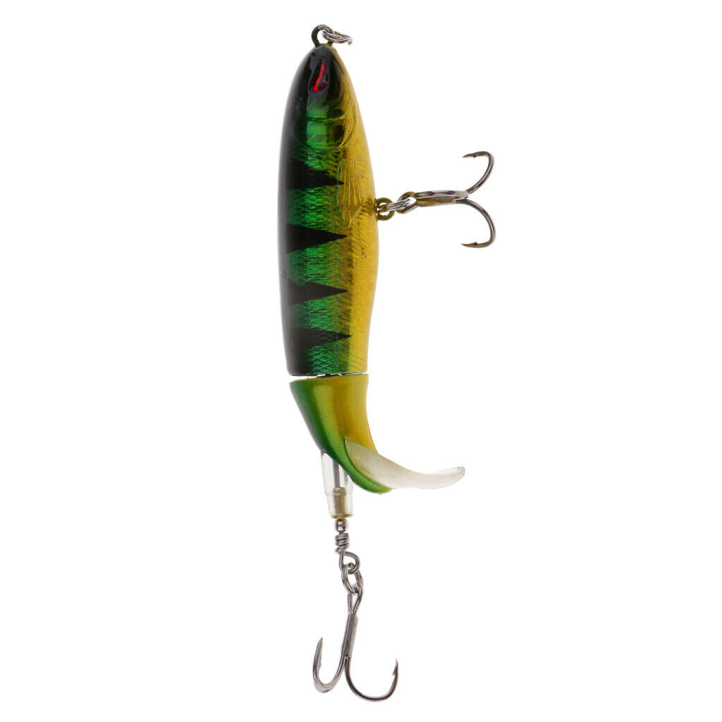 2pcs Plastic Topwater Fishing Lure Artificial Rotate Tail Whopper Popper Hard