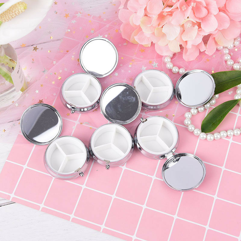 1Pc tower metal pill case medicine organizer pill box makeup storage conta.l8