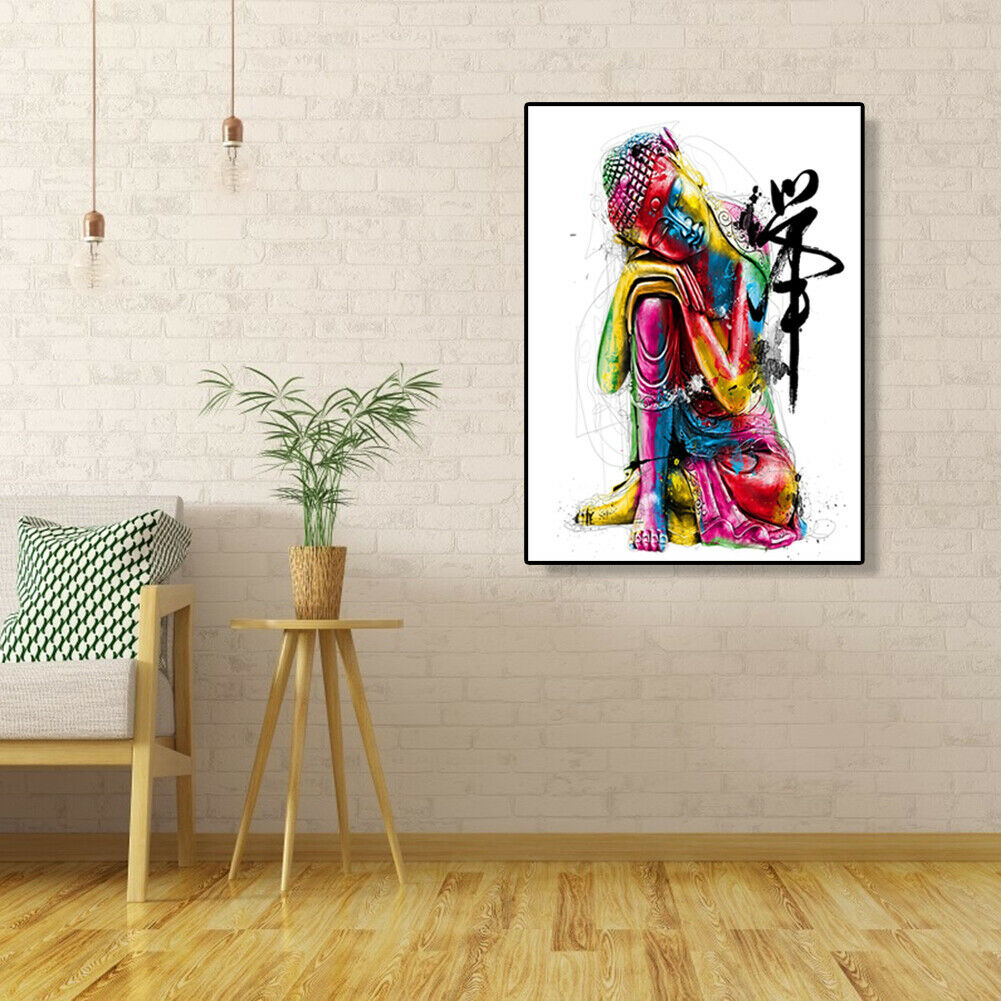 Painting By Numbers Kit DIY Buddha Statue Canvas Oil Art Picture Home Decor @