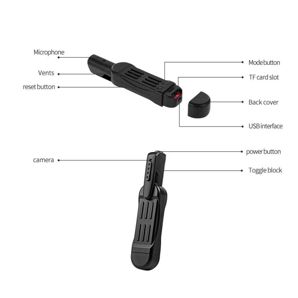 1080P HD Body Personal Police Security Camera Mini Portable & 130° Wide Angle