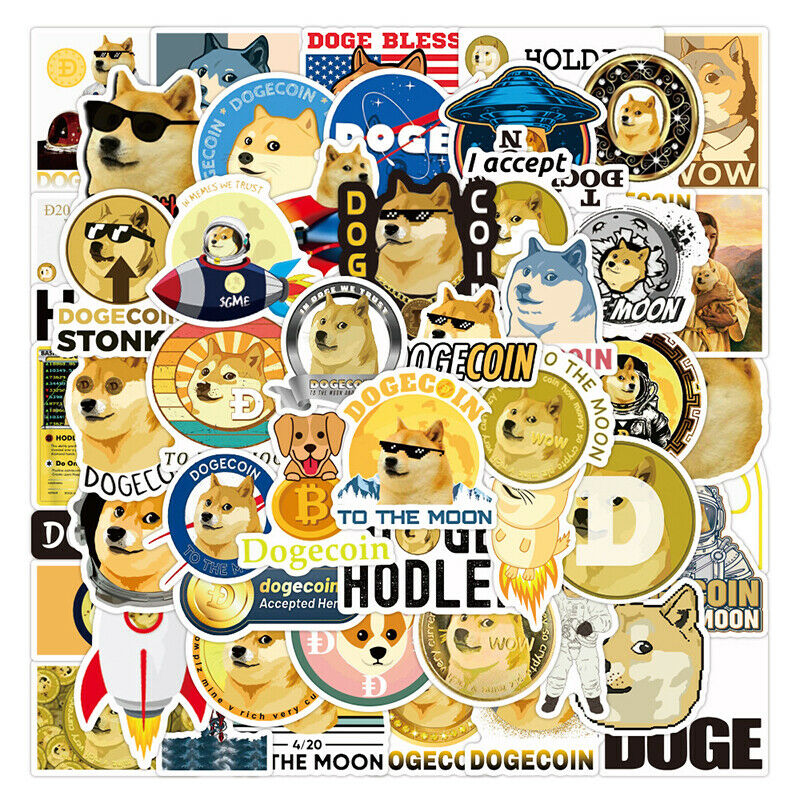 53pcs/Pack Dogecoin Commemorative Coin Stickers For Motorcycle Notebook C.l8