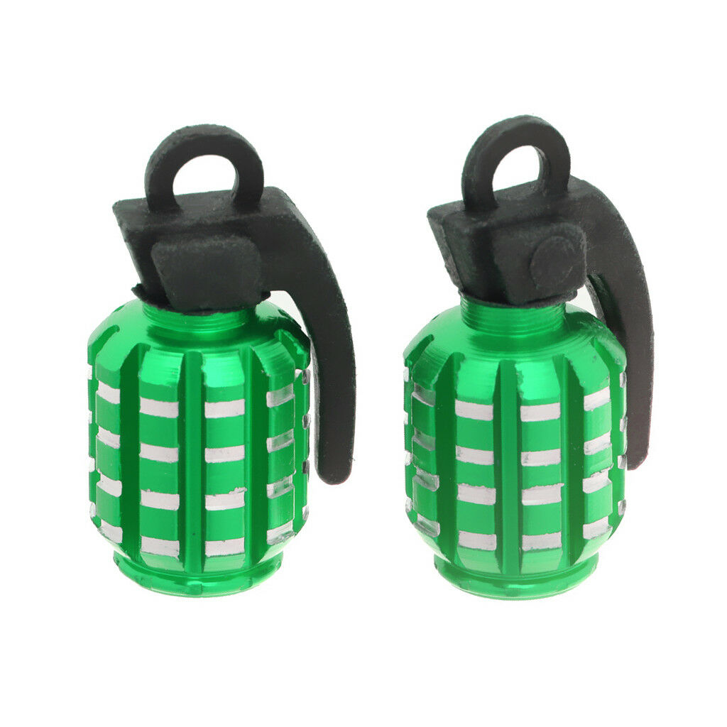2pcs  Shape Tire Tyre Valve Dust Caps for Car Motorcycle Bike -Green