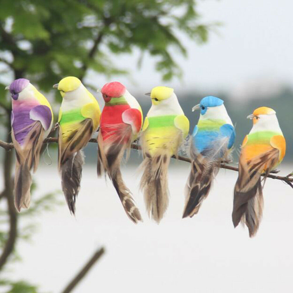 Artificial feather birds nest decorative mini swallows home garden ornamen.l8