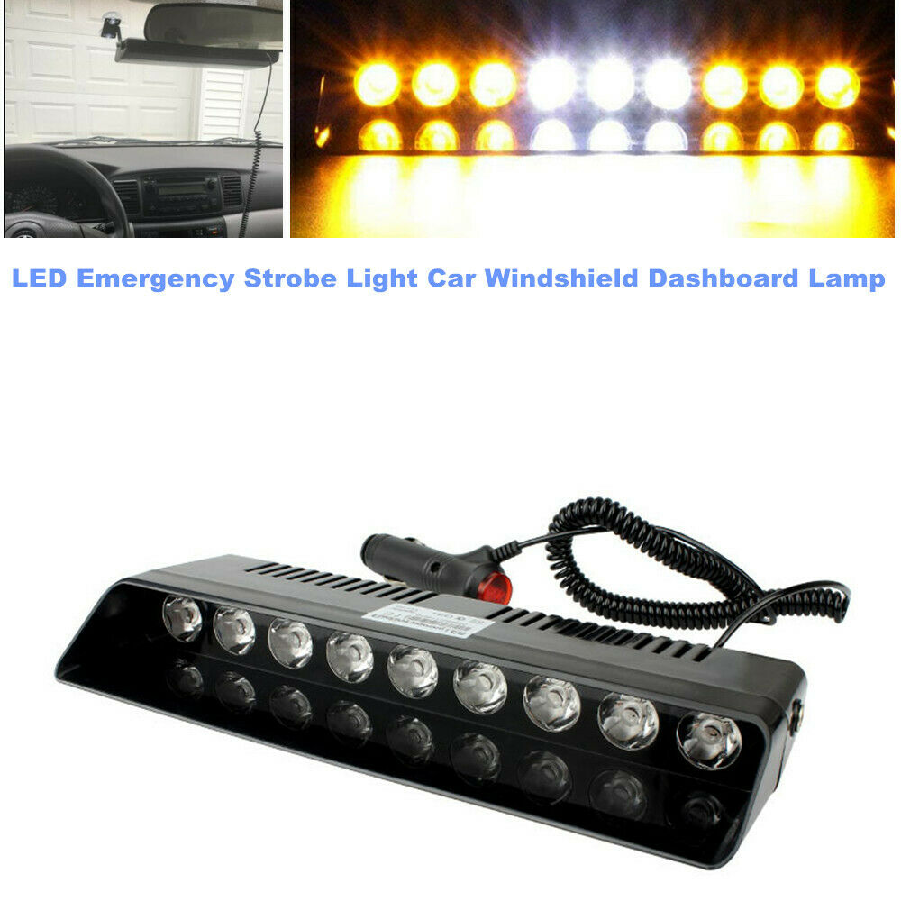 9 LED Emergency Strobe Light 12V Windshield Dashboard Interior Flash Roof Lamp