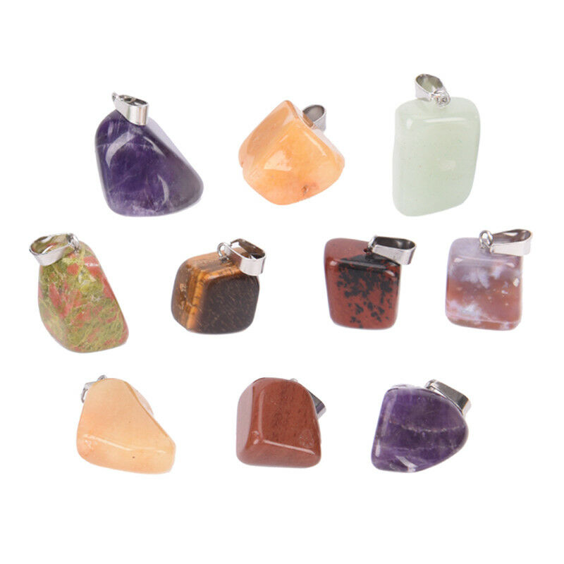 Natural Stone Crystal Quartz Healing Chakra Pendant For Necklace DIY Jewel.l8