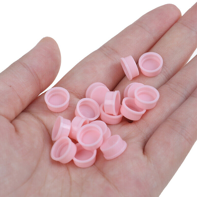 100Pcs Grafting Pink Glue Cup Eyelash Extension Gel Remover Tattoo Containers_DD
