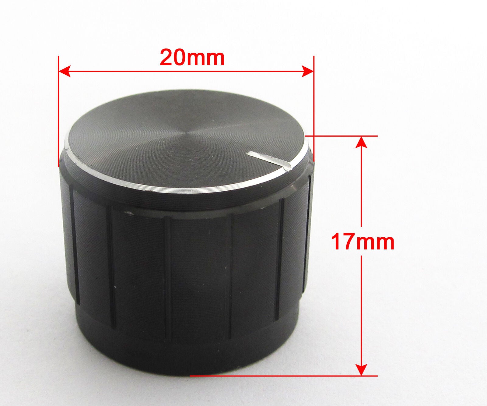 40pcs 20x17mm Black Circular Knob Aluminium Cover for Audio Volume Tone Control