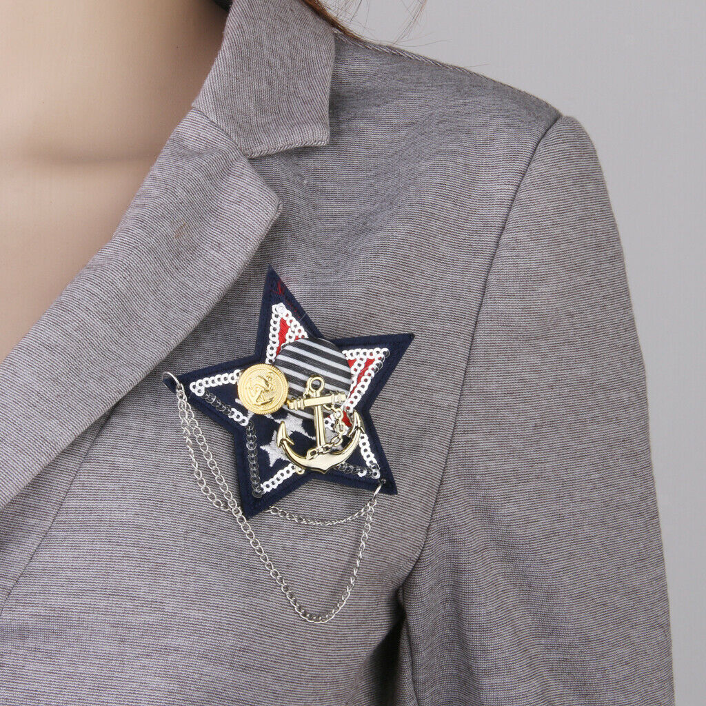 Military Chain  Star Brooches Brooch Pin Party Costume Men's Accessory