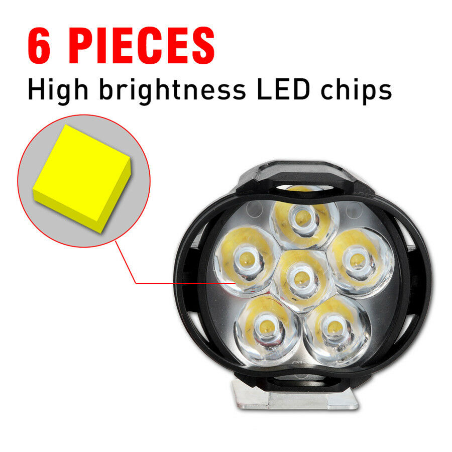 2Pcs 20W 12LED 2000LM Motorcycle Headlight Driving Fog Spotlight Lamp w/ Switch