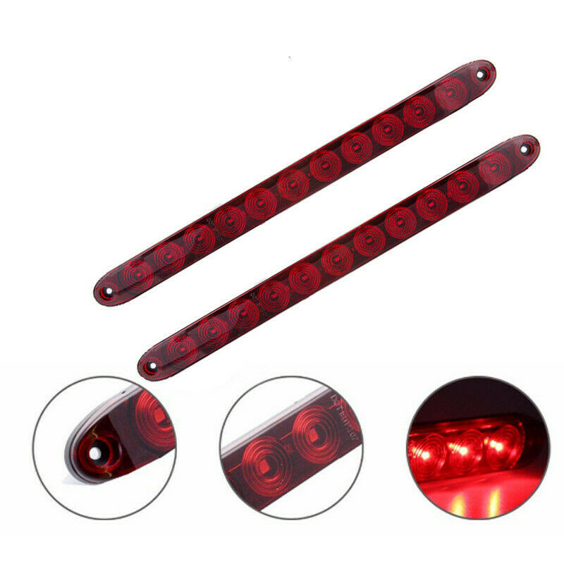4pcs 15" 11 LED Red Sealed Trailer Truck&RV Stop Tail Rear Brake Turn Light Bar