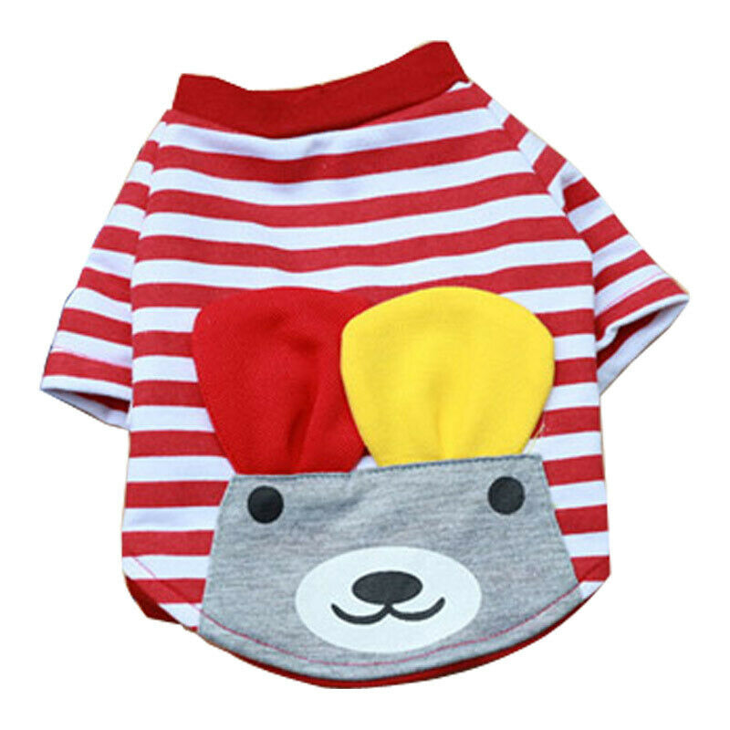 Pet Puppy Small Striped Dog Cat Vest T-Shirt Summer Apparel Clothes Red M