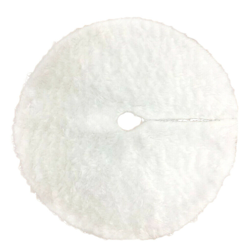 White Plush Christmas Tree Skirt Faux Fur Carpet   Tree Decorations 90cm
