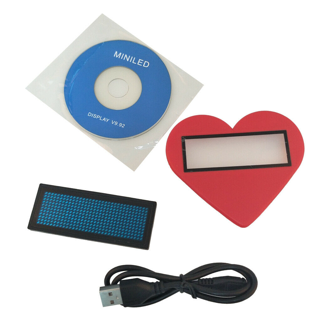Heart-shaped Led Name Badge Scrolling Bright Sign Message 75x30x5mm Blue