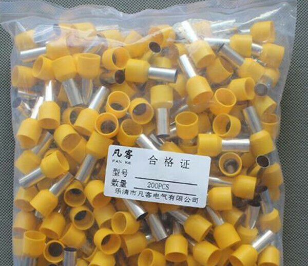 200Pcs AWG 22 Wire Copper Crimp Connector Insulated Pin Terminal [M1]