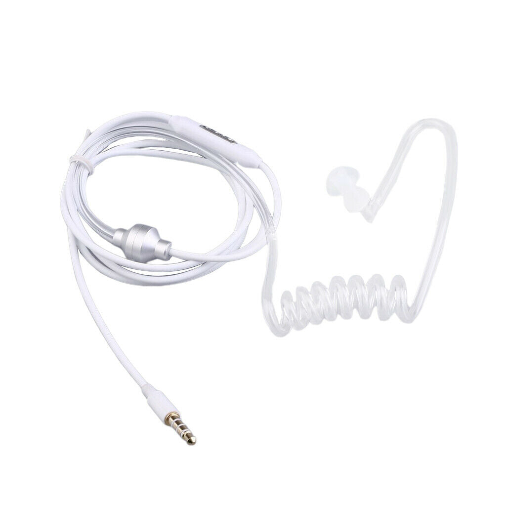 Anti-Radiation Spiral Air Tube Earphone Headphone Headset White/Black White