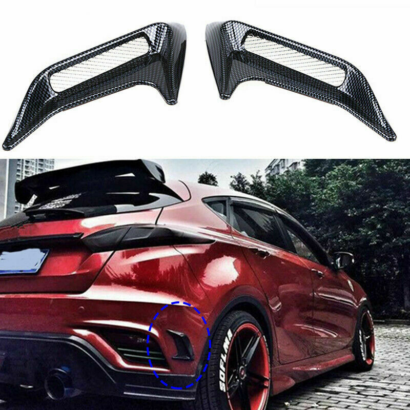 Pair Universal Car Air Flow Hood Fender Side Vent Decoration Carbon Fiber Style