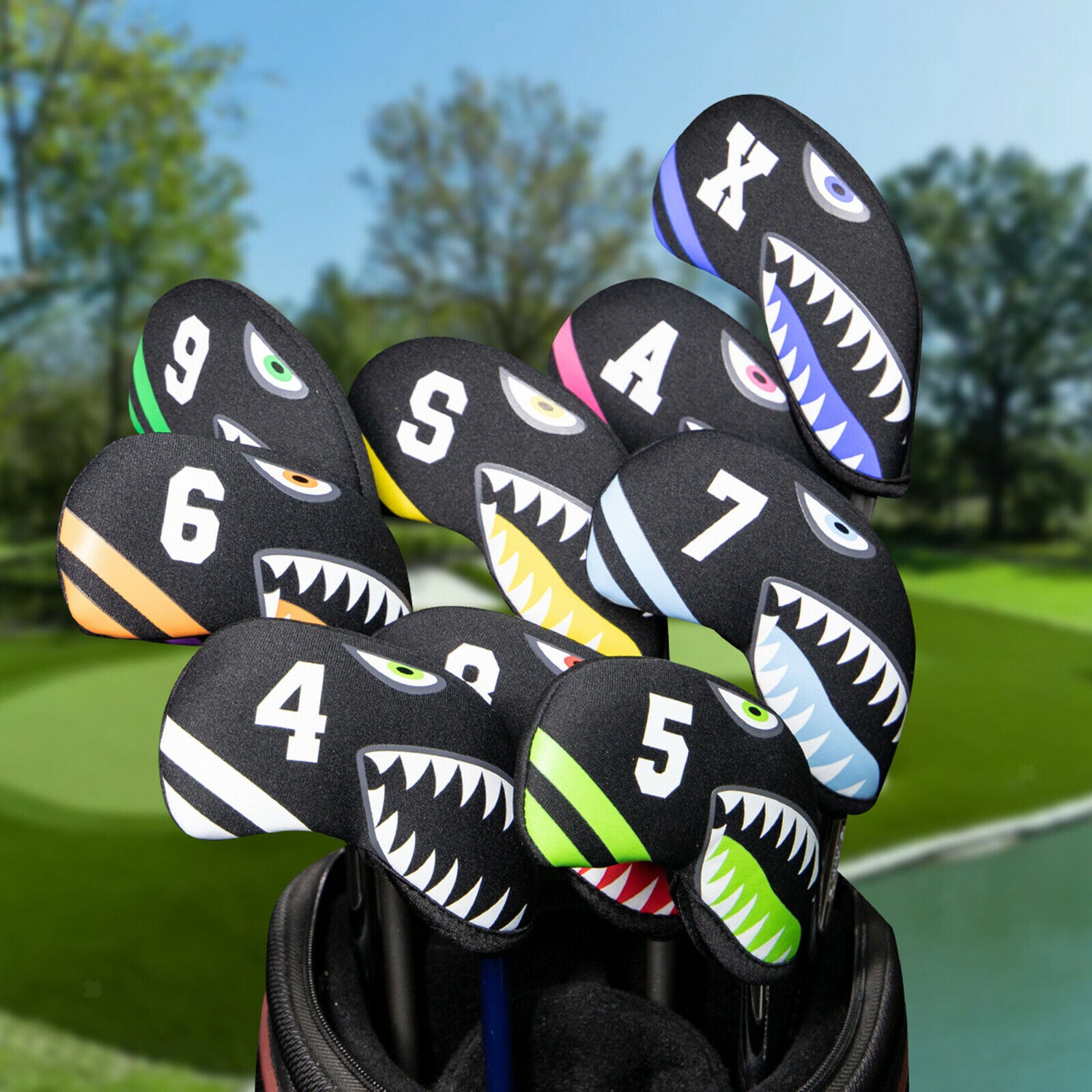 10 Pieces Golf Iron Head Cover Durable Club Headcover Anti-Scratch Transport