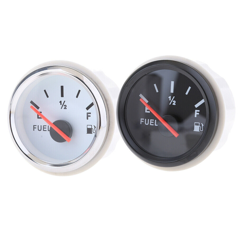 2Pcs 2inch White Boat Car Fuel Oil Level Gauge Meter LED-Display Universal
