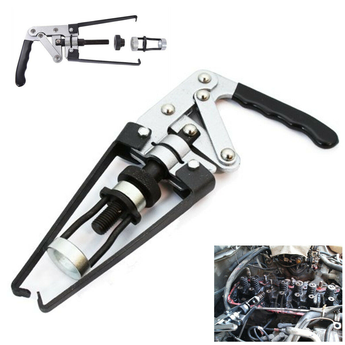 Overhead Valve Spring Compressor OHV/OHC/CHV Engine Seal Keeper Removal Tool Kit